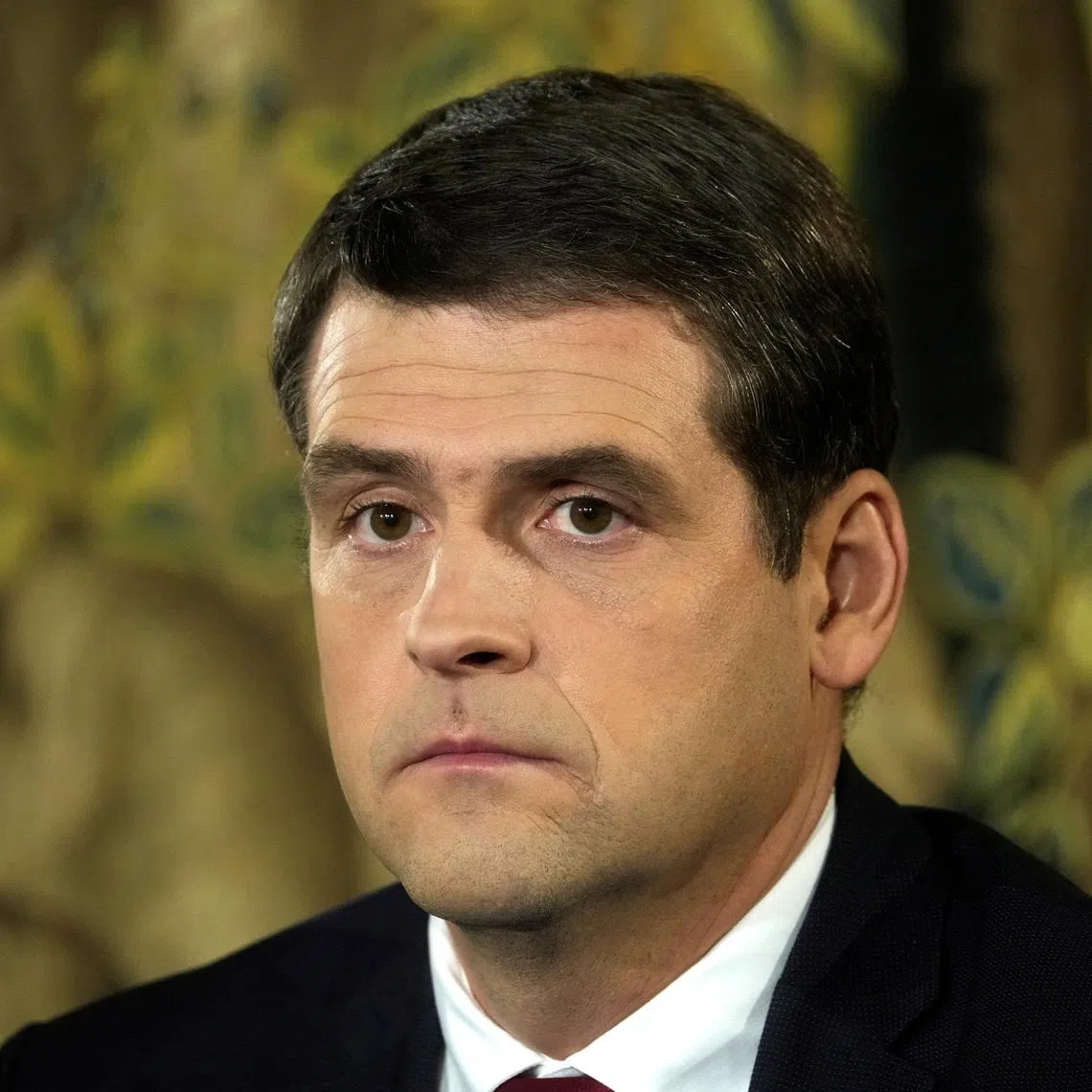Dawn of Nemunas Party leader Remigijus Zemaitaitis attends a press conference after general election in Vilnius, Lithuania October 28, 2024. REUTERS/Ints Kalnins