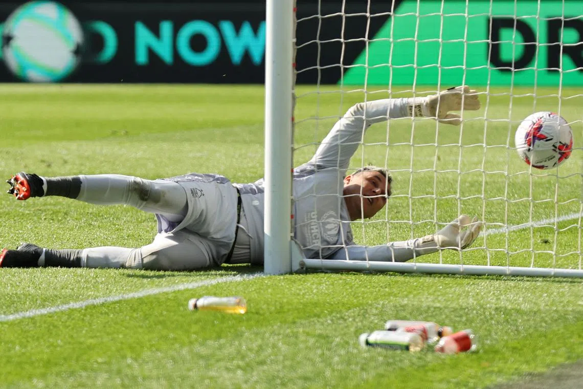 Nottingham Forest's Keylor Navas reacts after Brentford's Ivan Toney scores their first goal from a free kick.