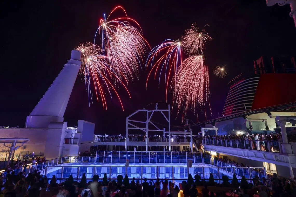 The fireworks show lasts around 12 minutes and is themed to The Lion King. 