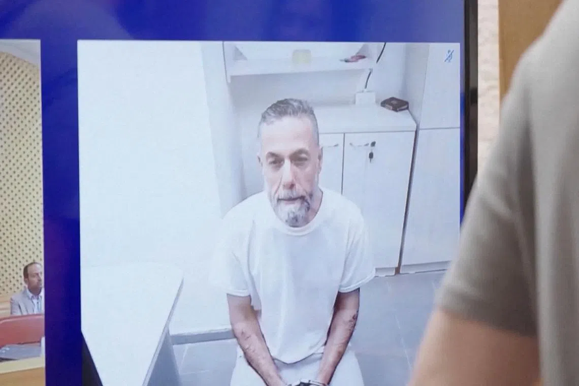 Palestinian doctor Hussam Abu Safiya, who was captured by the Israeli military in Gaza in late 2024 and still held in detention, appears via video link at the Israeli Supreme Court hearing in Jerusalem, June 10, 2026. REUTERS TV via REUTERS
