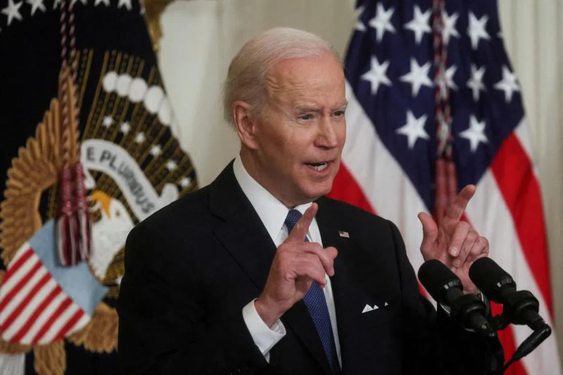 FILE PHOTO: U.S. President Joe Biden delivers remarks on the Affordable Care Act and Medicaid, in the East Room  at the White House in Washington, U.S., April 5, 2022. REUTERS/Leah Millis/File Photo