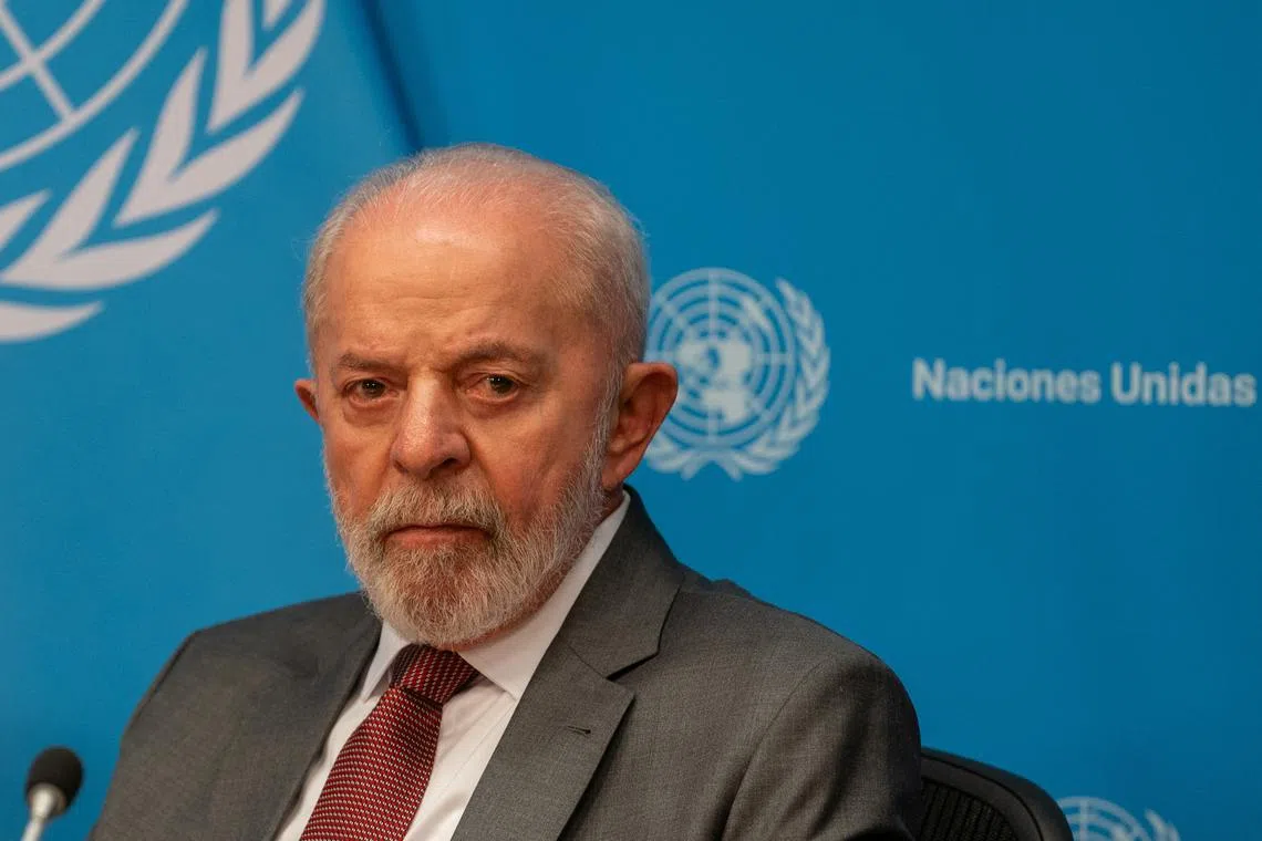 FILE PHOTO: Brazil's President Luiz Inacio Lula da Silva looks on during a press conference at the U.N. headquarters in New York City, U.S.,  September 25, 2024. REUTERS/David Dee Delgado/File Photo