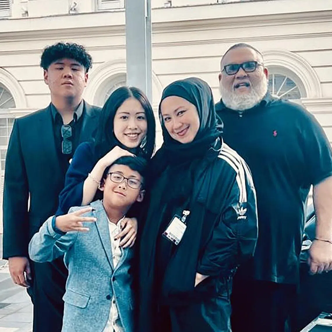 Singapore hip-hop pioneer Sheikh Haikel and former actress-presenter Anna Belle Francis 
with their daughter Triqka, 20,  and sons Abbra, 19, and Juz, nine.