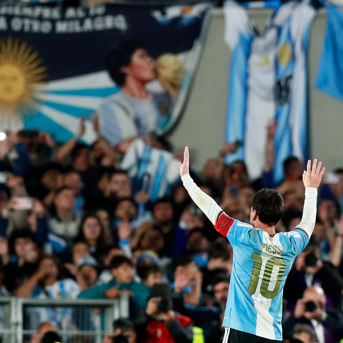 Soccer Football - International Friendly - Argentina v Benin - Estadio Monumental, Buenos Aires, Argentina - October 6, 2026 Argentina's Lionel Messi celebrates scoring their third goal REUTERS/Matias Baglietto