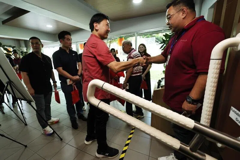 Minister for National Development, Mr Chee Hong Tat, delivering a brief remarks at a Chinese New Year Lunch Celebration with Residents at Braddell View Condominium, on Feb 22, 2026.