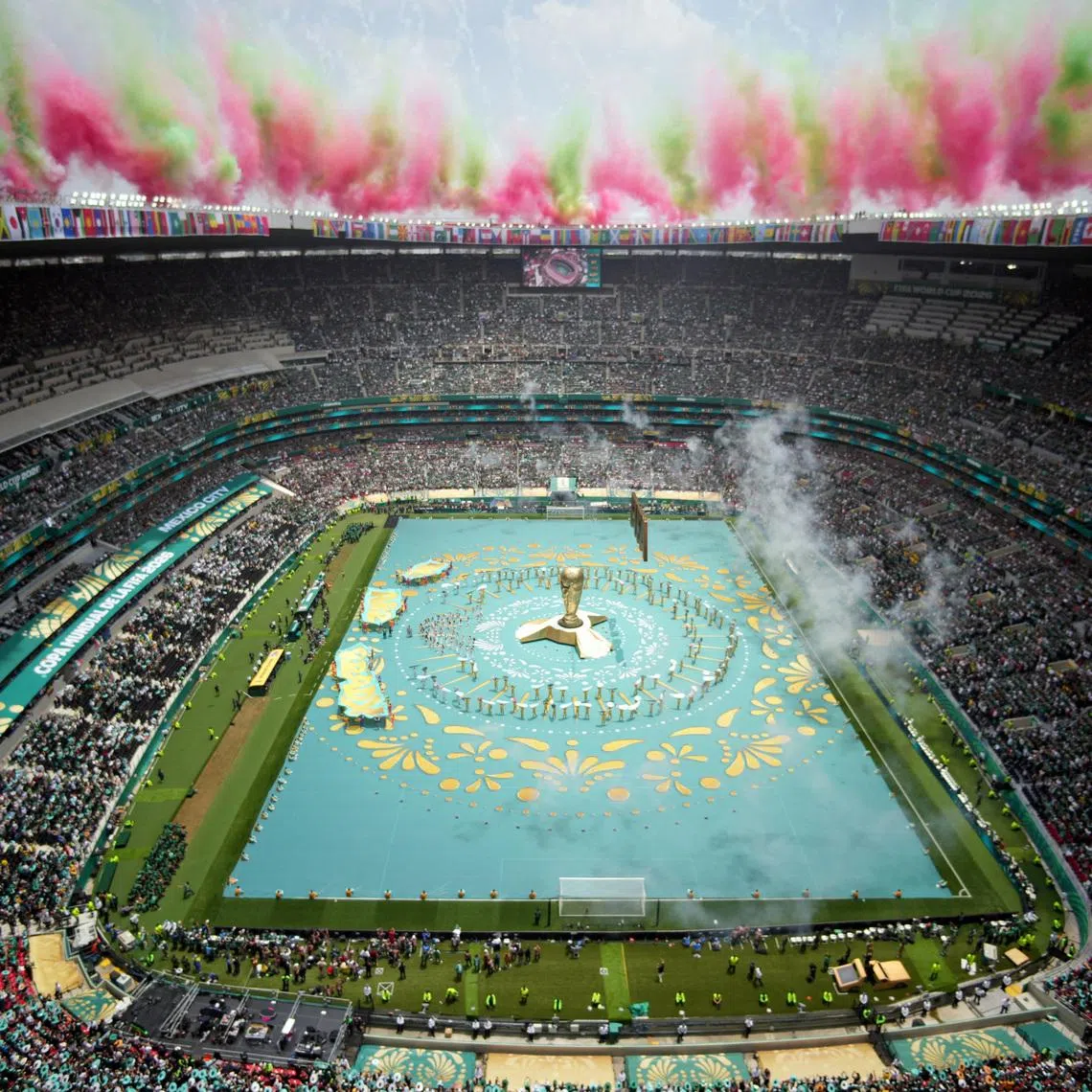 Fireworks at the opening ceremony FIFA World Cup 2026 in Estadio Azteca, Mexico City, Mexico, on June 11, 2026.