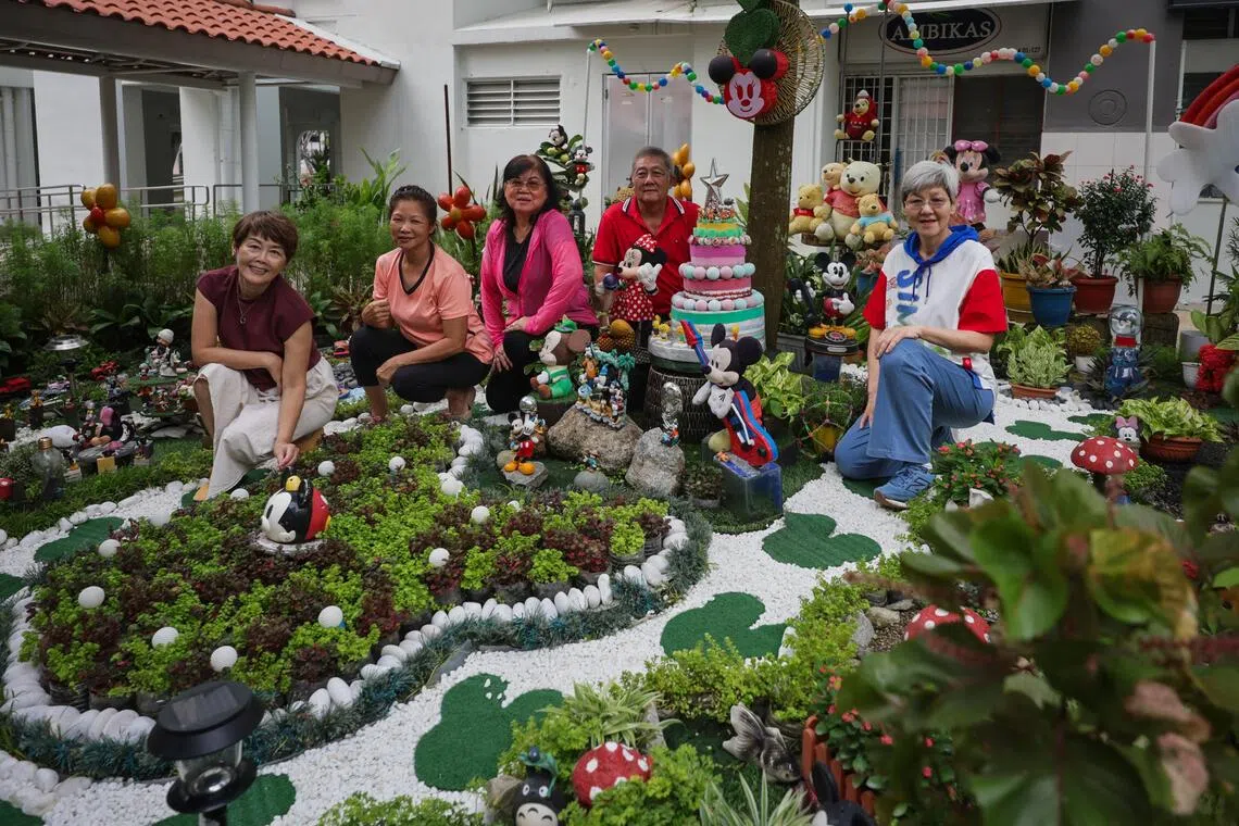 (From left) Jasmine Tan, retired florist; Christina Koh, part-time cleaner, Irene Oh, retired accountant; Clifford Leung, retired food caterer, and Eileen Ang, homemaker at St Luke’s ElderCare Active Ageing Centre (Care) @ Nee Soon East Blk 260 Yishun Street 22, on Sep 4.
