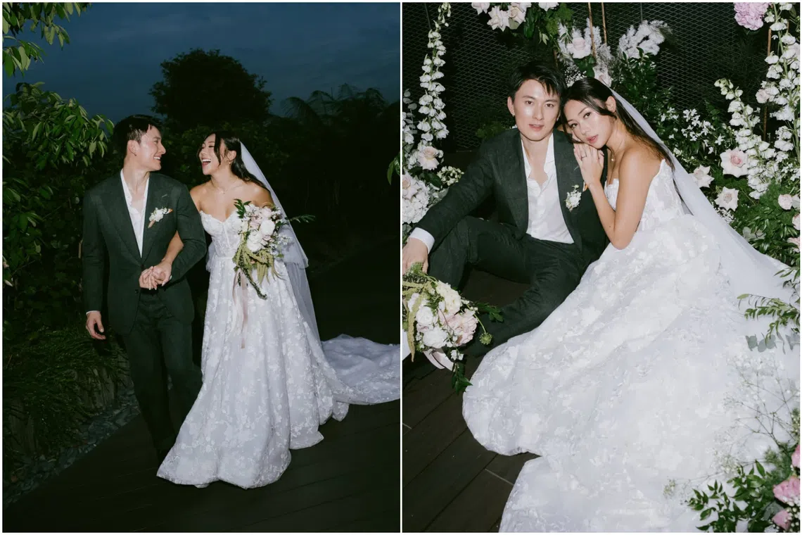 The couple wrote that the shoot involved “soft florals, dreamy pastels, and a little Love Story magic”.