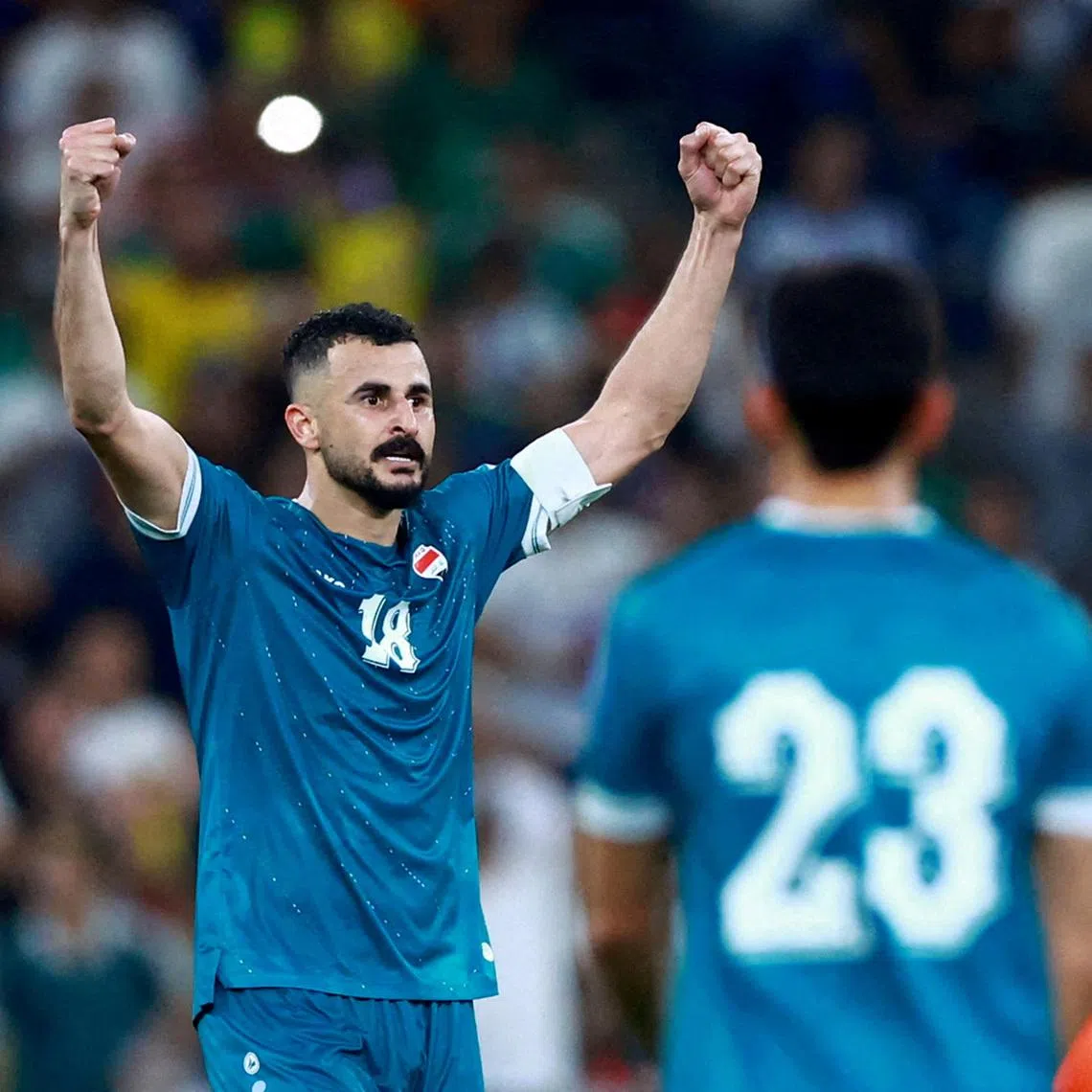 FILE PHOTO: Soccer Football - FIFA World Cup - Inter-Confederation Playoffs - Final - Iraq v Bolivia - Estadio Monterrey, Monterrey, Mexico - March 31, 2026 Iraq's Aymen Hussein celebrates scoring their second goal REUTERS/Raquel Cunha/File Photo