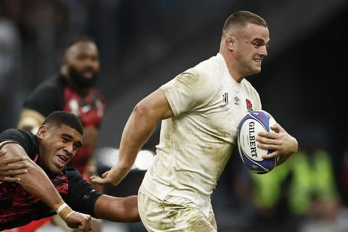 Rugby Union - Rugby World Cup 2023 - Quarter Final - England v Fiji - Orange Velodrome, Marseille, France - October 15, 2023 England's Ben Earl in action REUTERS/Benoit Tessier