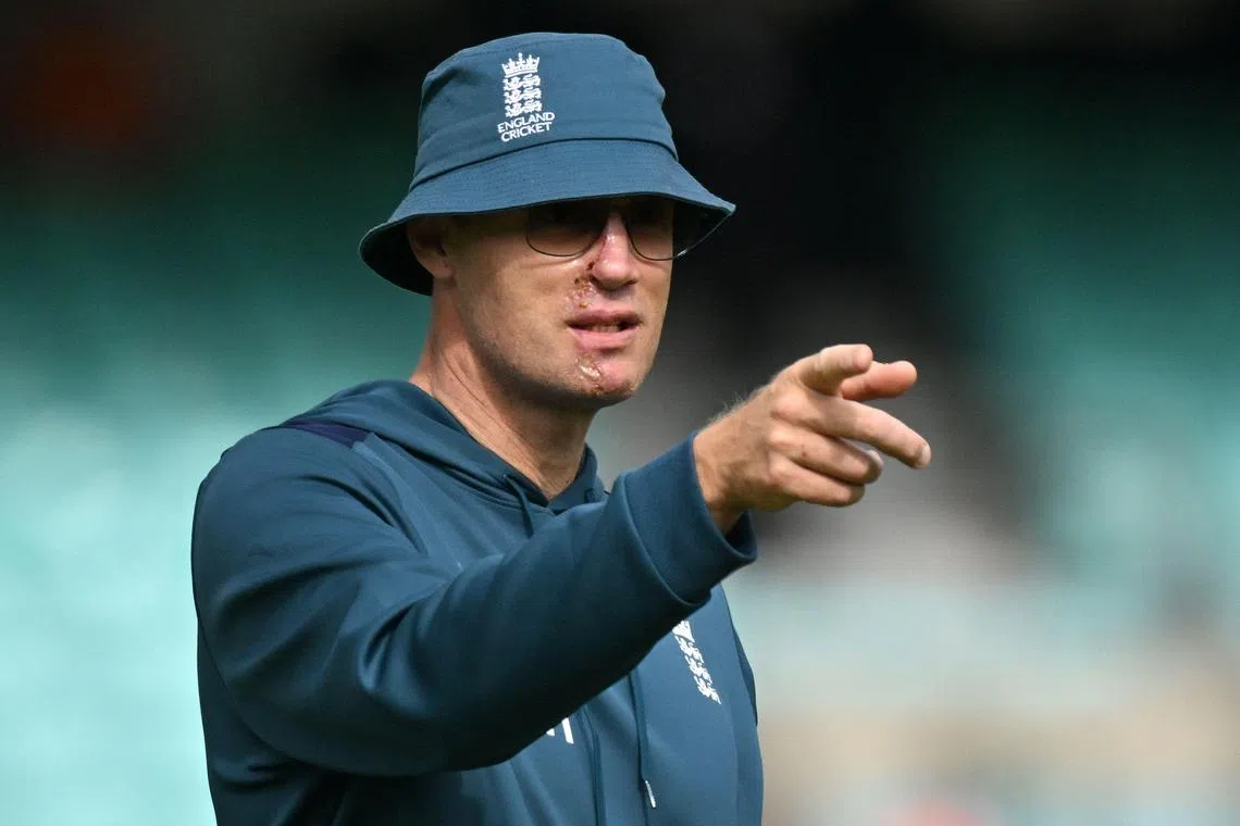 Top Gear host Andrew Flintoff takes part in a cricket match between England and New Zealand in September 2023.