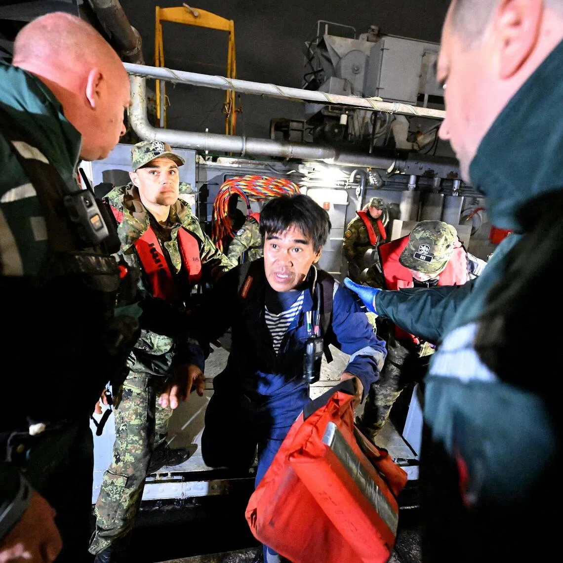 Fourteen Filipinos and four Ukrainians were rescued from the vessel after it was hit by naval drones off the coast of Bulgaria.