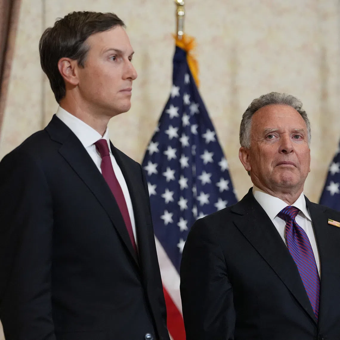 Trump did not say whether envoys Jared Kushner (left) and Steve Witkoff would visit Ukraine, Russia or both nations.