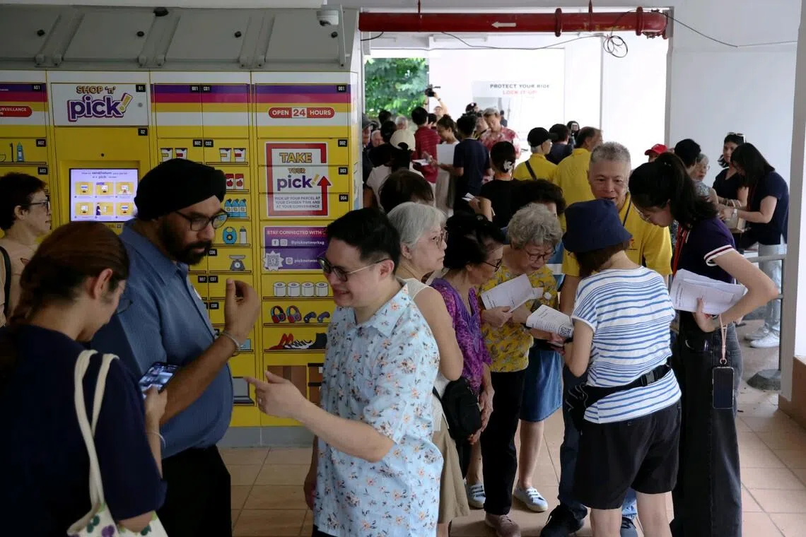 Tanjong Pagar MP Foo Cexiang with residents of Spottiswoode Park during a discovery walk to explore potential sites for renewal in the estate on April 26.