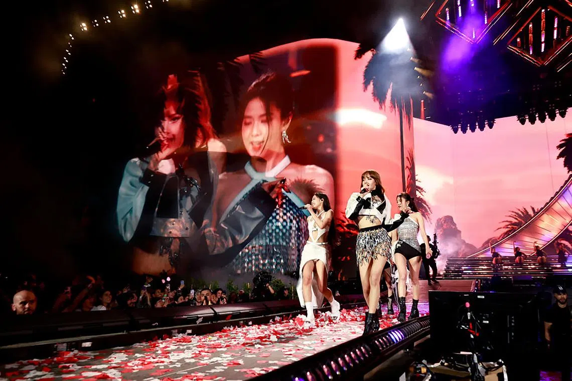 Blackpink performed at Coachella last Saturday night, with Jennie (far left) wearing a pair of boots from Singapore brand Charles & Keith.