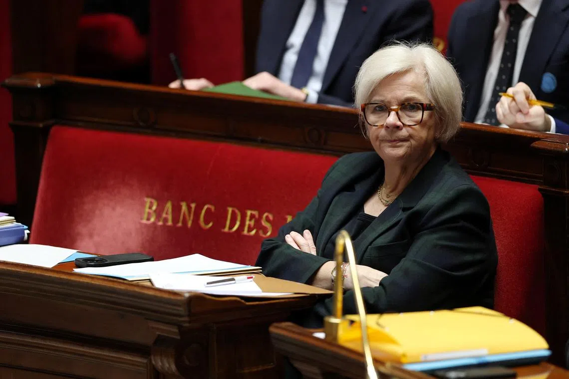 French Defence and Veterans Minister Catherine Vautrin listens to a government statement before a debate on the situation in the Middle East at the National Assembly in Paris, France, March 25, 2026. REUTERS/Gonzalo Fuentes