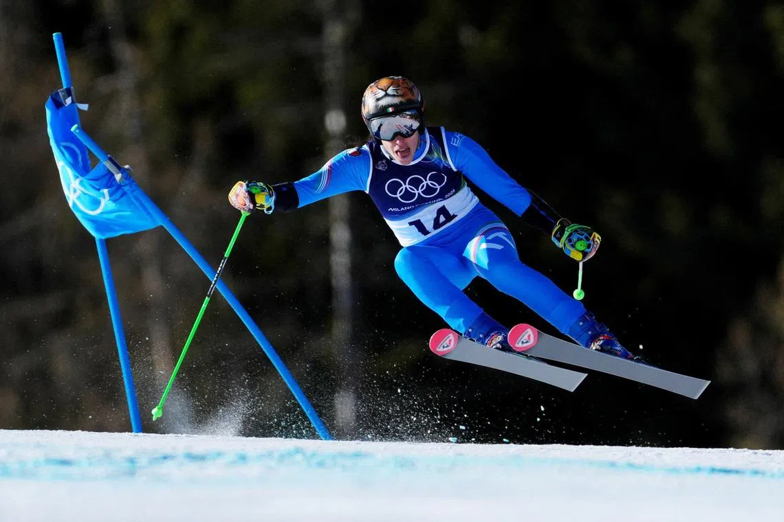 Milano Cortina 2026 Olympics - Alpine Skiing - Women's Giant Slalom Run 2 - Tofane Alpine Skiing Centre, Belluno, Italy - February 15, 2026. Federica Brignone of Italy in action during her second run of the Women's Giant Slalom REUTERS/Aleksandra Szmigiel