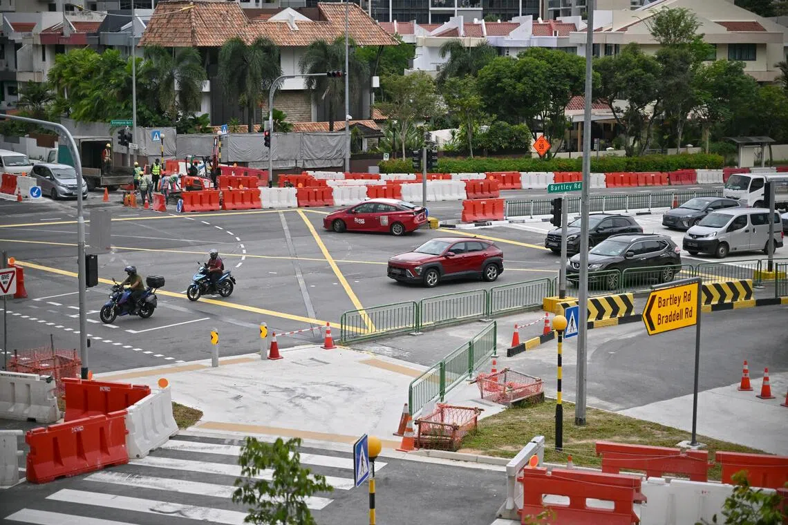 Junction connecting Bartley Road, Serangoon Ave 1, Bidadari Park Drive, on Sep 30, 2025.