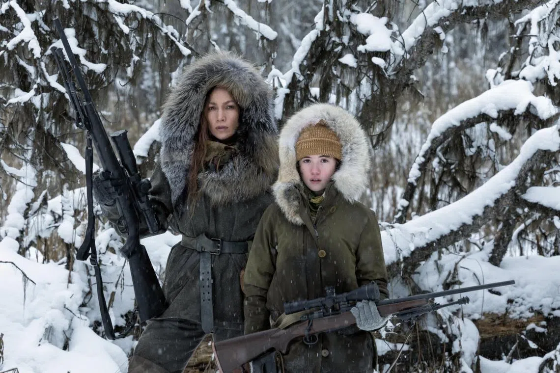 Jennifer Lopez (left) plays a deadly sniper drawn out of hiding when her enemies abduct her daughter (Lucy Paez) in The Mother.