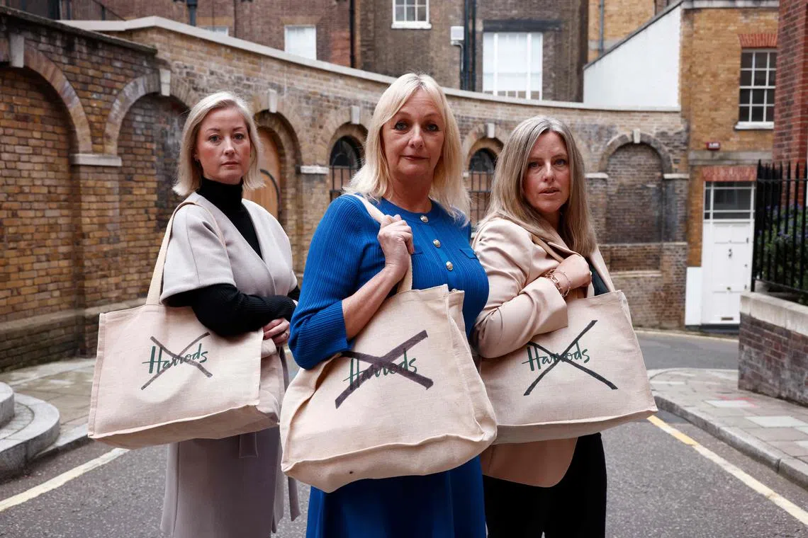Alleged sexual abuse victims (from left) Gemma, Lindsay and Jen outside the venue of a press conference held by the legal team working on the case, in London on Oct 31.