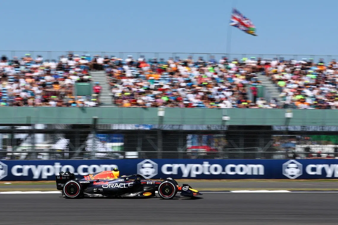 Red Bull's Sergio Perez was second in opening practice on July 7, 2023 for the F1 British Grand Prix at Silverstone Circuit.