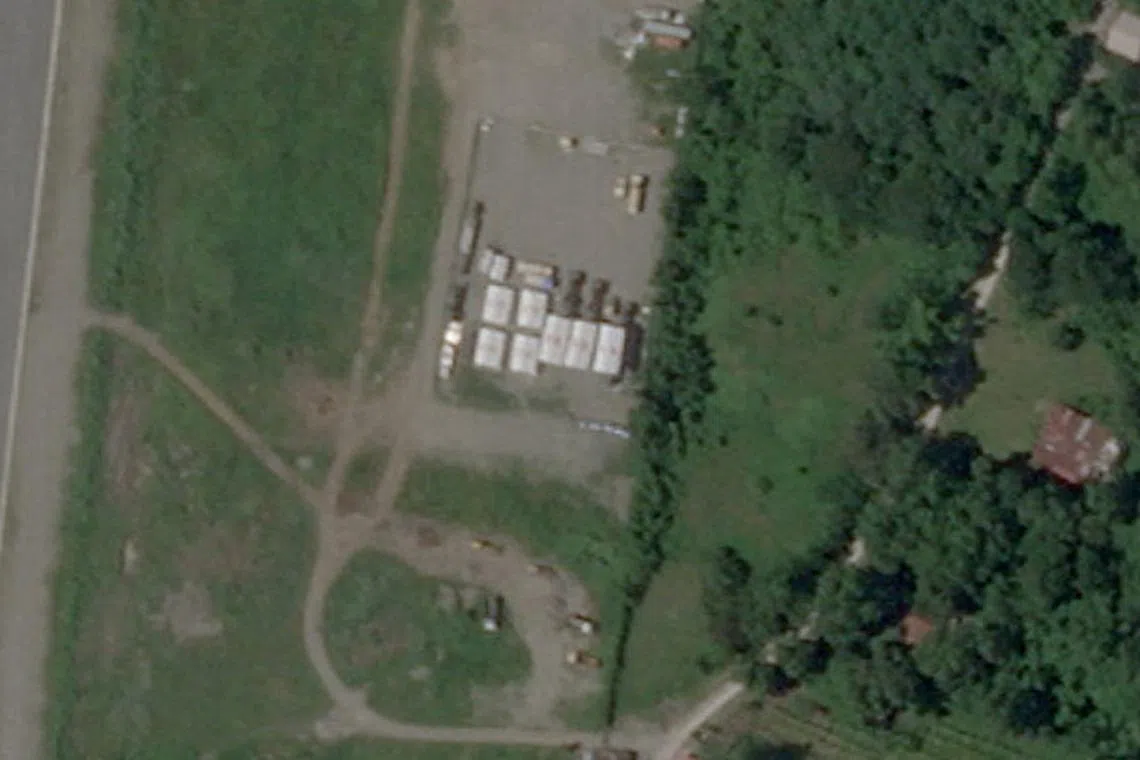 FILE PHOTO: A view of the Typhon missile system at Laoag International Airport, in Laoag, Philippines, September 13, 2024, in this satellite image. 2024 Planet Labs Inc./Handout via REUTERS/File Photo