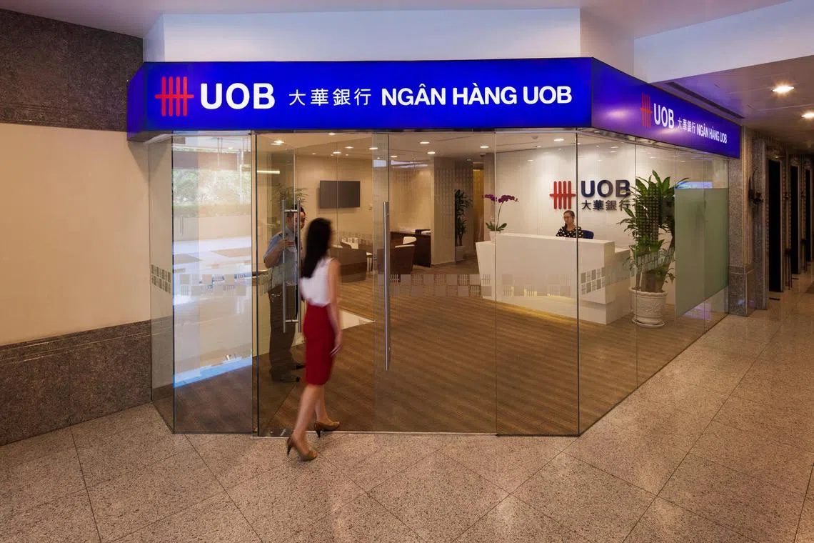 United Overseas Bank's (UOB) branch in Ho Chi Minh City, Vietnam.