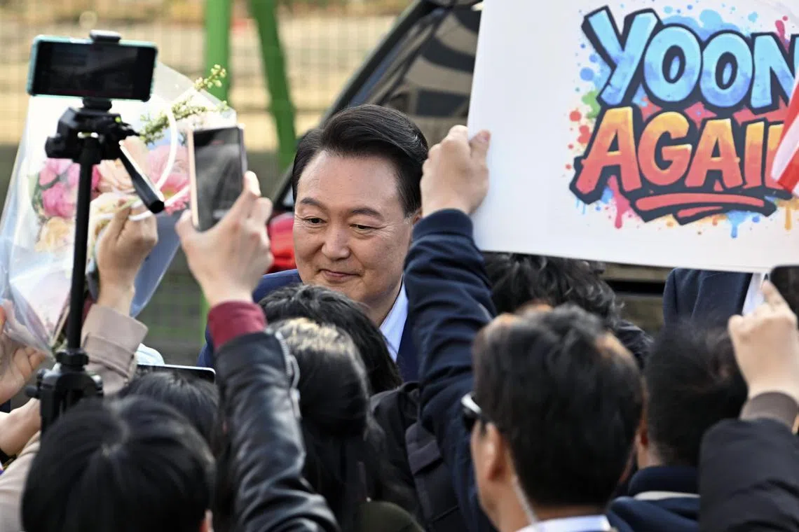 South Korea's ousted president Yoon Suk Yeol leaves the presidential residence in Seoul, South Korea, 11 April 2025.