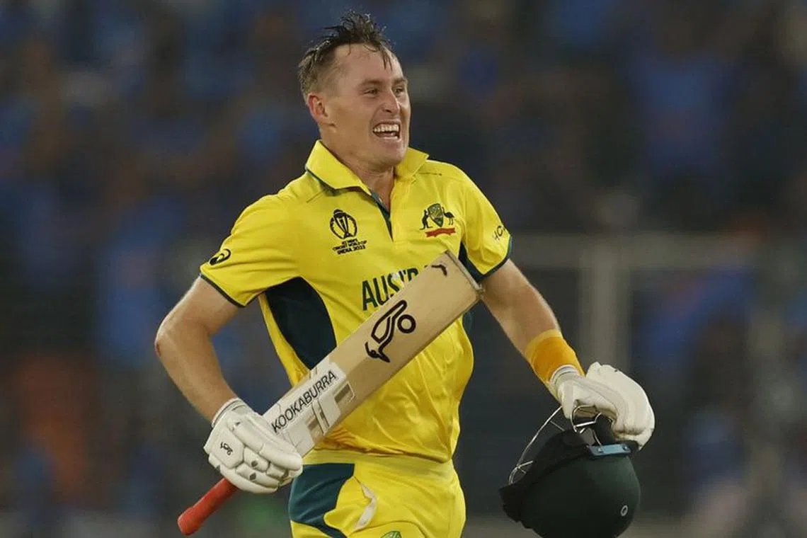 FILE PHOTO: Cricket - ICC Cricket World Cup 2023 - Final - India v Australia - Narendra Modi Stadium, Ahmedabad, India - November 19, 2023 Australia's Marnus Labuschagne celebrates after winning the ICC Cricket World Cup REUTERS/Adnan Abidi/File Photo