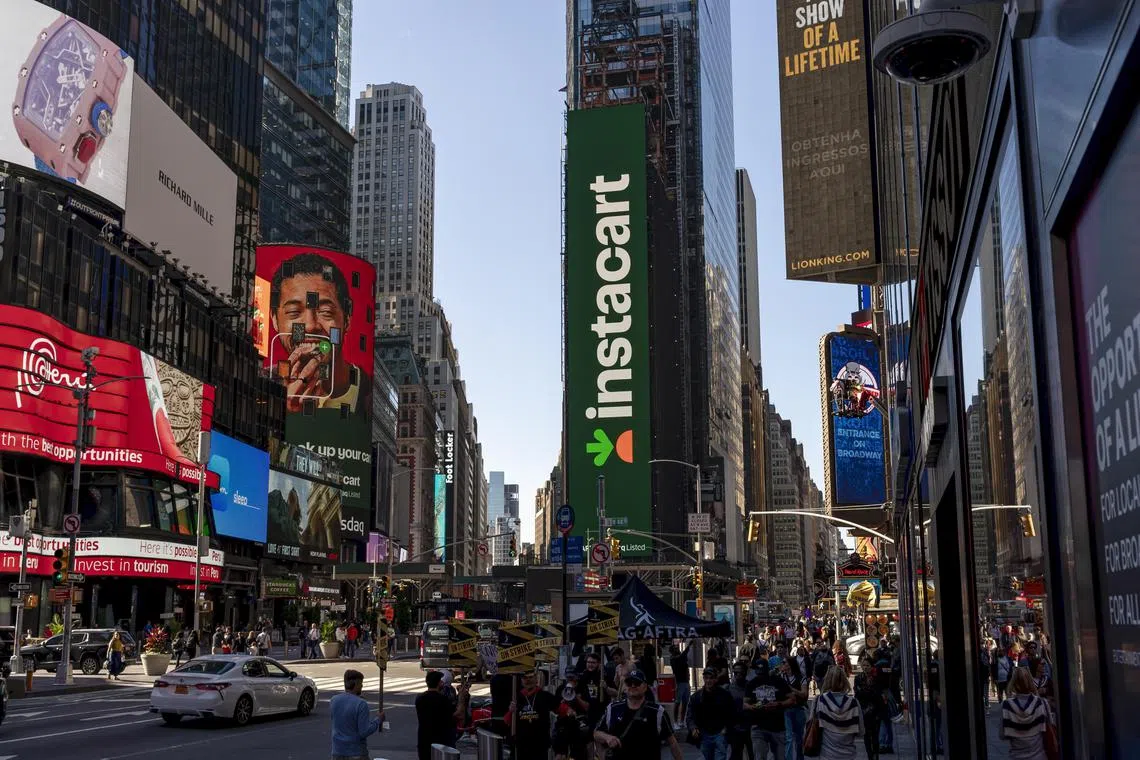 Instacart shares jumped more than 40 per cent when they started trading on Tuesday in New York before closing 12.3 per cent higher at US$33.70.