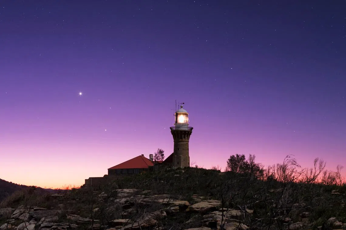 Barrenjoey Lighthouse in Sydney at dusk. There is a growing push across Australia to combat light pollution.