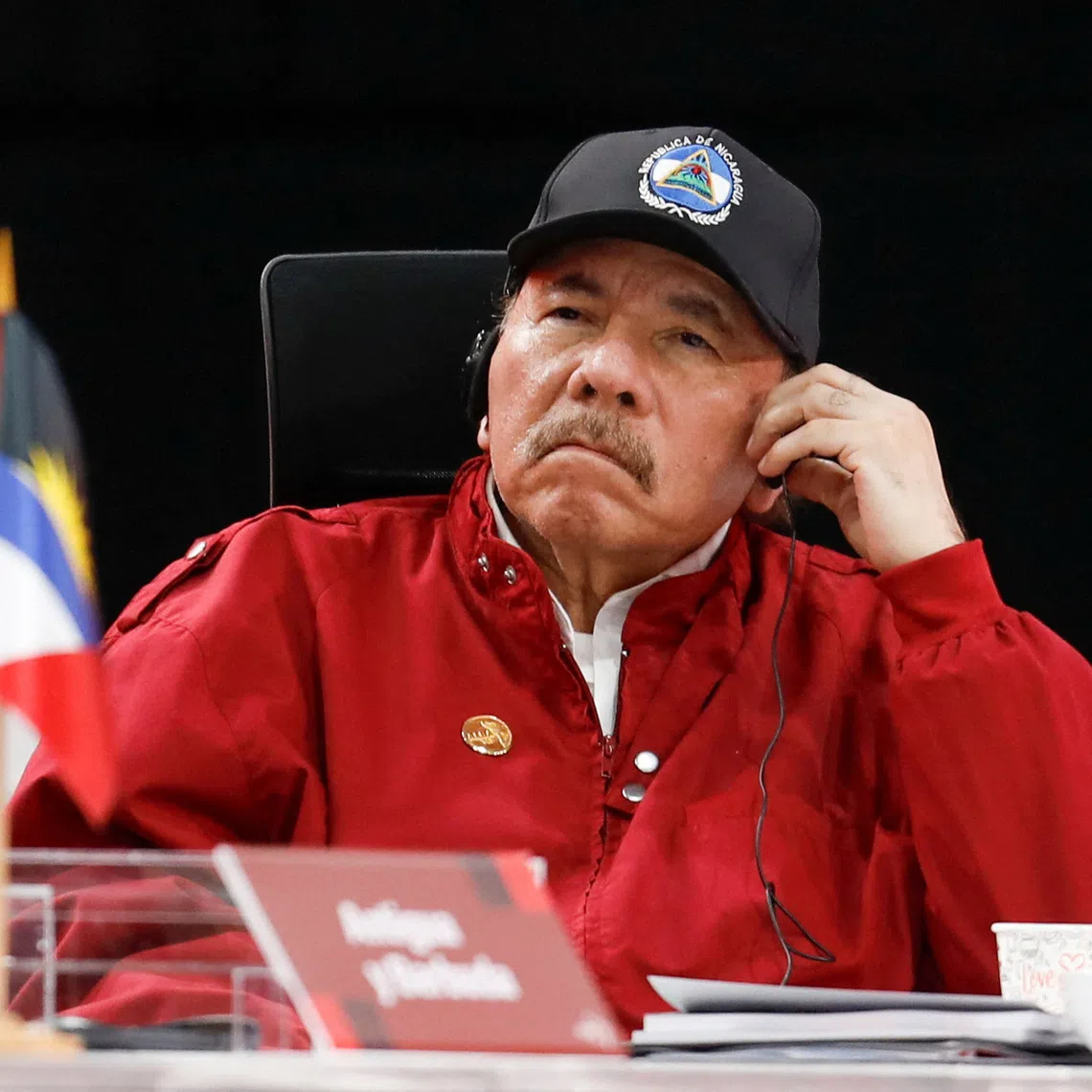 Nicaragua's President Daniel Ortega looks on as he attends a meeting of leaders of the member states of the Bolivarian Alliance for the Peoples of Our America and the Treaty of Commerce and Promotion (ALBA-TCP), in Caracas, Venezuela December 14, 2024. REUTERS/Leonardo Fernandez Viloria