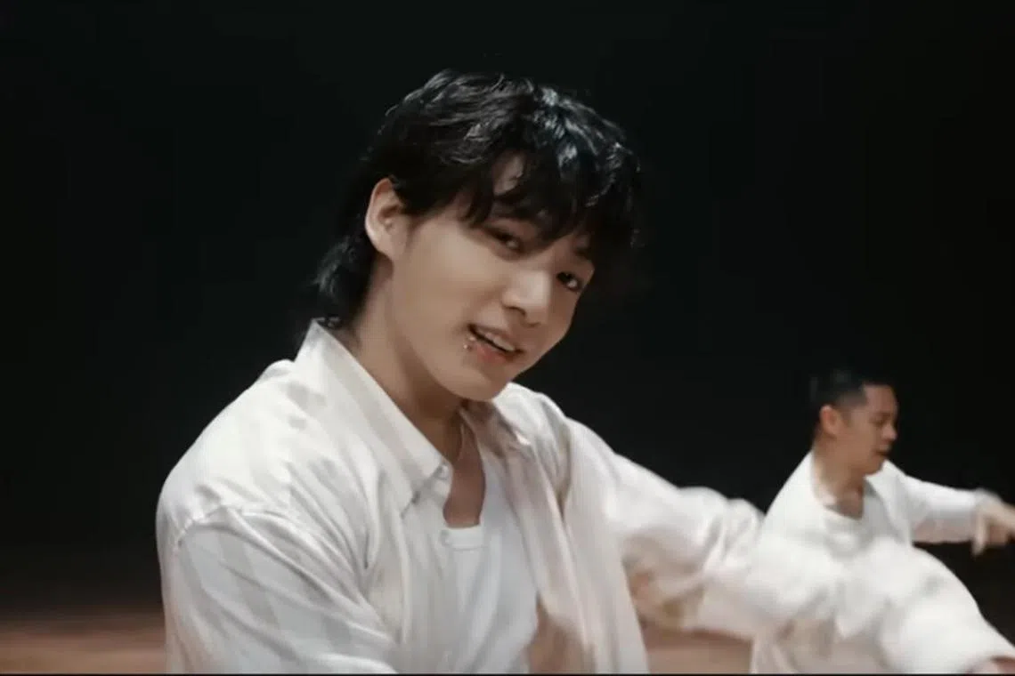 BTS' Jungkook in the official performance video for Seven (Feat. Latto).