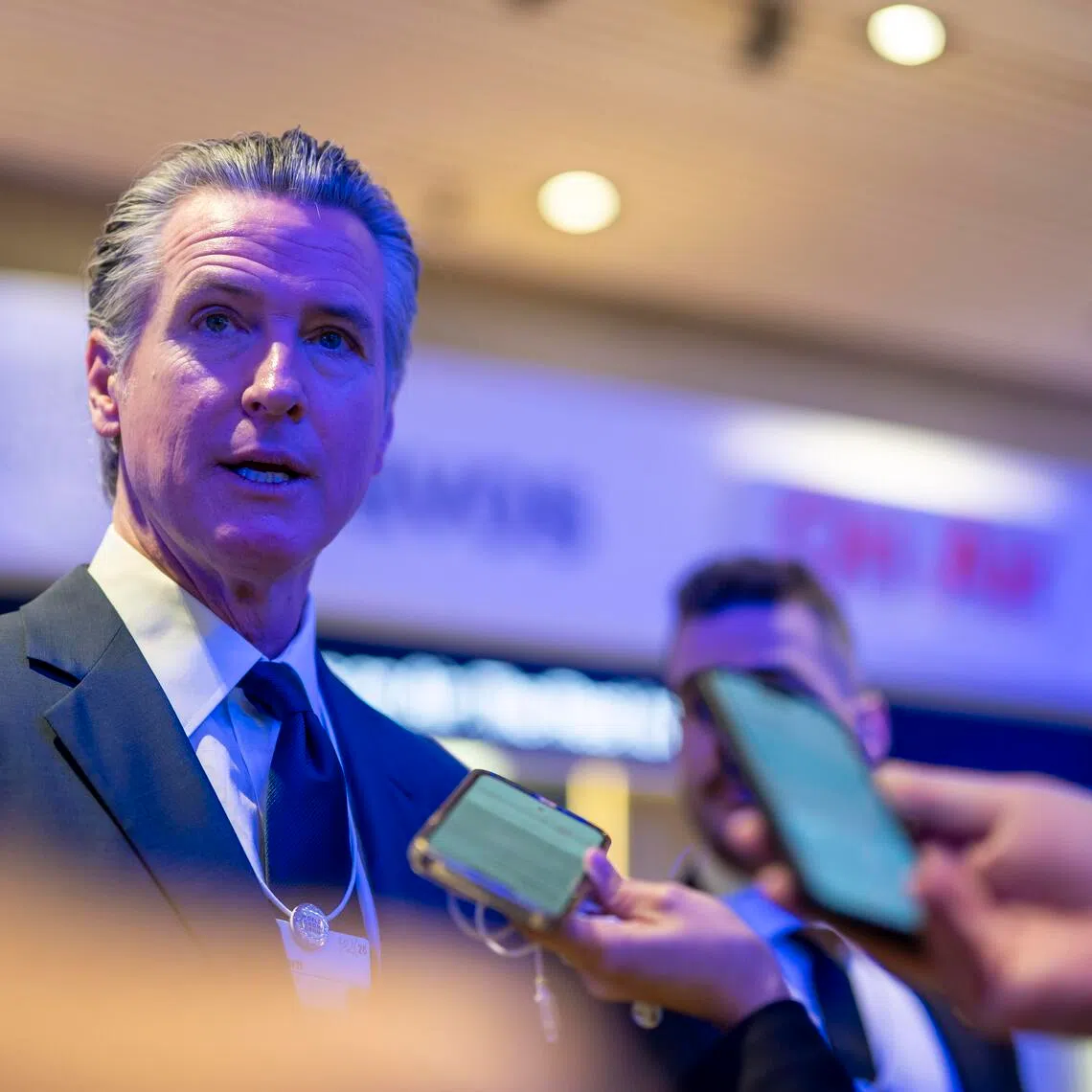 California governor Gavin Newsom could be seen in the room during Mr Trump’s speech, later telling reporters, “It was remarkably boring. It was remarkably insignificant."