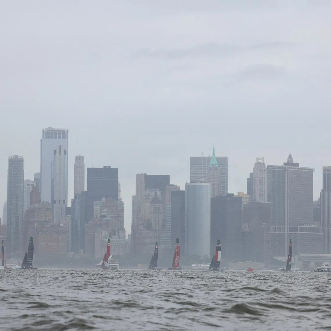 FILE PHOTO: Sailing - SailGP - New York Sail Grand Prix - New York, United States - June 7, 2025 SailGP F50 teams compete in front of the lower Manhattan skyline during the Mubadala New York Sail Grand Prix in New York Harbor REUTERS/Kylie Cooper/File Photo