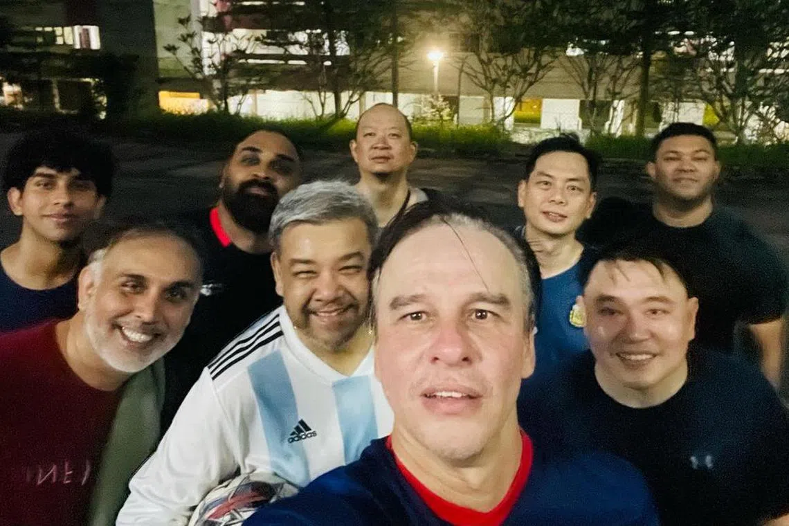 Singaporean sports commentator and former deejay Mark Richmond (foreground) spent the past month meeting with friends before his departure.