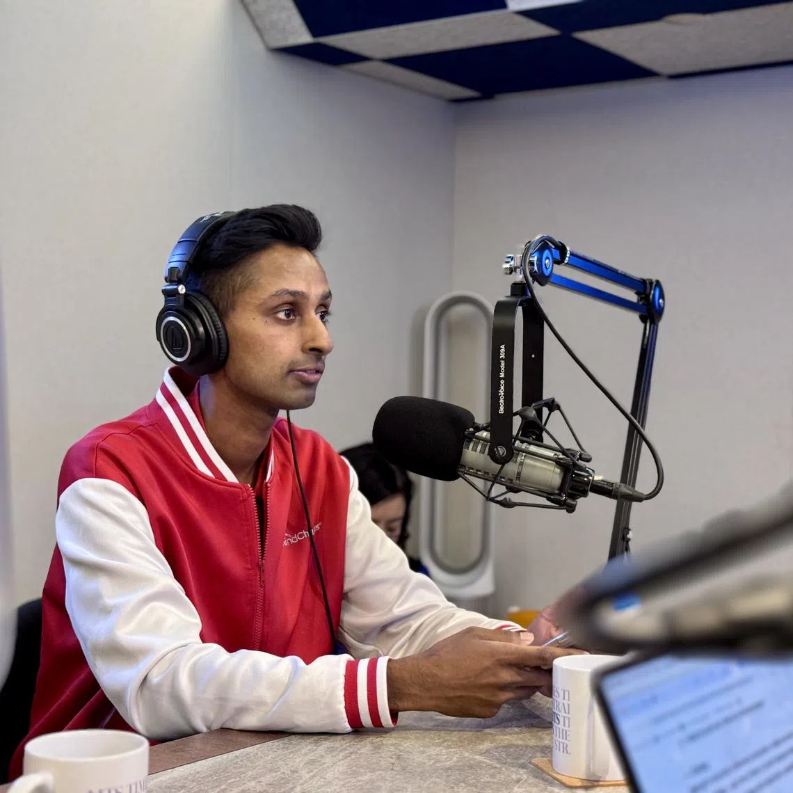 Sajit Sesikumar, a senior English pre-school teacher at MindChamps Preschool in the ST podcast studio. 