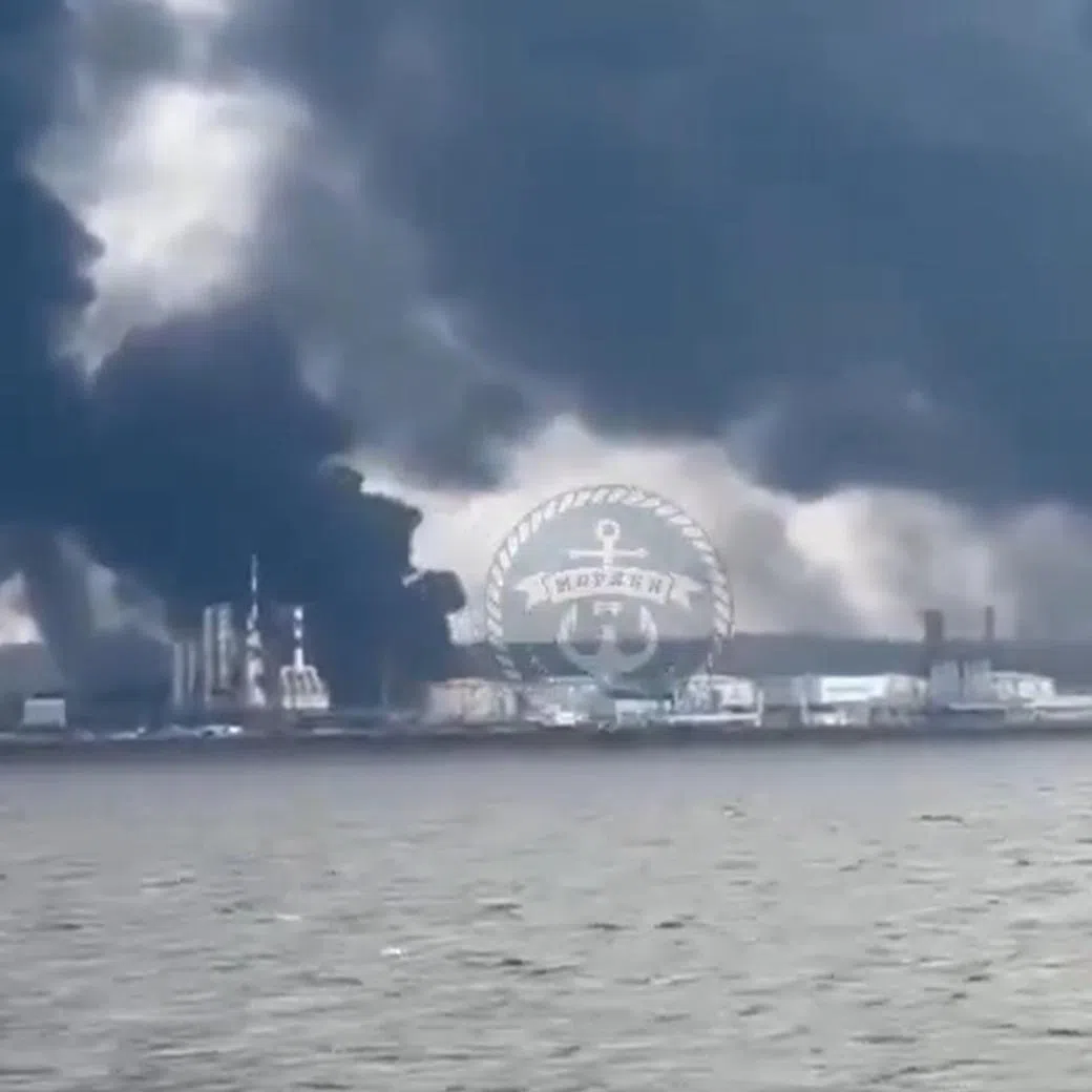 Ukrainian drone strikes caused huge fires at Russia's Baltic ports of Ust-Luga and Primorsk, with a reported 40 per cent of Russia’s oil export capacity halted.