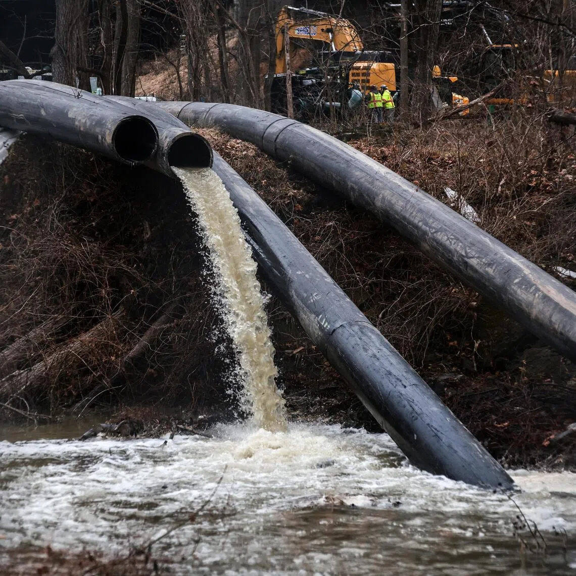 Temporary pipes divert sewage into the C&O Canal in order to repair the Potomac Interceptor, a wastewater pipe which collapsed in January.