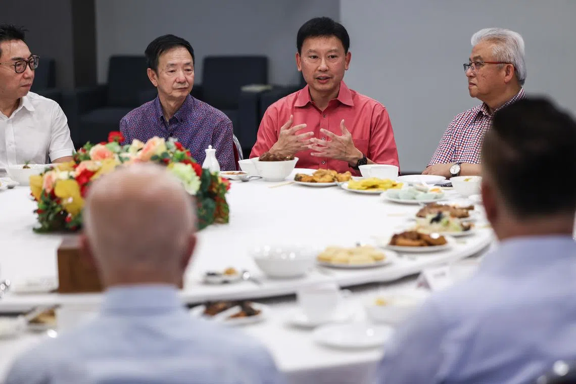 Minister for National Development Chee Hong Tat speaks to the council members during a luncheon held at Singapore Federation of Chinese Clan Associations on June 13.