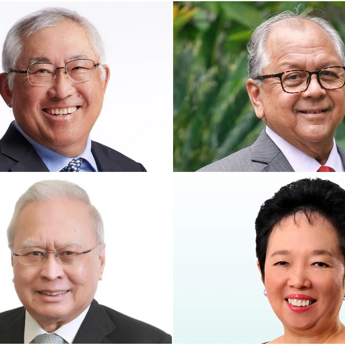 (Clockwise from top left) Mr Bobby Chin Yoke Choong, Mr Timothy James de Souza, Madam Kay Kuok Oon Kwong and Mr Kwa Chong Seng have been conferred the Distinguished Service Order.