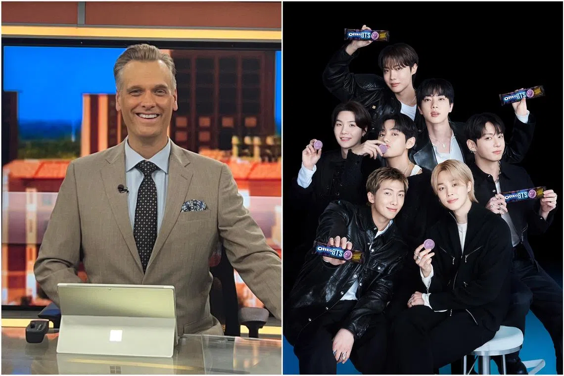 Mr James Eppler (left), an anchor at KCBD Fox34 in Lubbock, Texas, made the remark on May 26 while introducing the BTS-themed Oreo collaboration.
