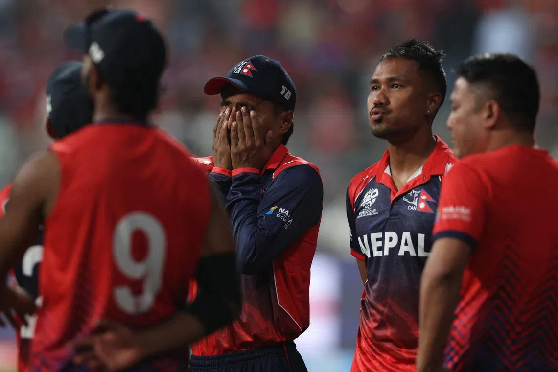Cricket - ICC Men's T20 World Cup 2026 - Group C - England v Nepal - Wankhede Stadium, Mumbai, India - February 8, 2026 Nepal's Rohit Paudel reacts after losing the match REUTERS/Francis Mascarenhas