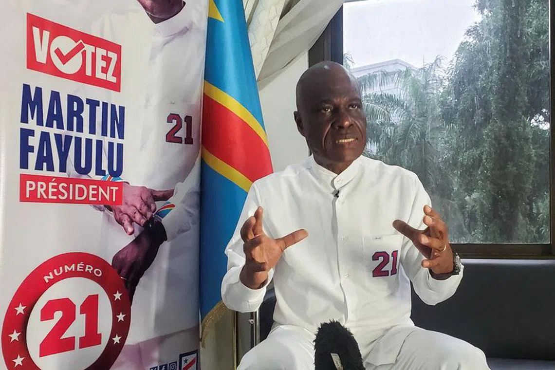 Congolese political veteran and presidential candidate Martin Fayulu speaks during his interview with Reuters in Kinshasa, Democratic Republic of Congo, November 23, 2023. REUTERS/Benoit Nyemba