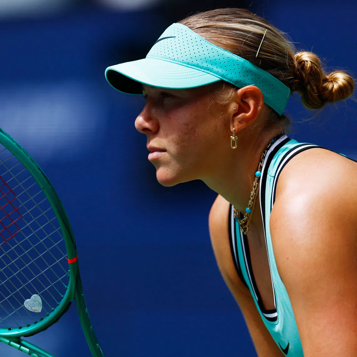 Amanda Anisimova (pictured) of the US during her third round match against Austria’s Anastasia Potapova at the US Open in New York, on Sept 5.