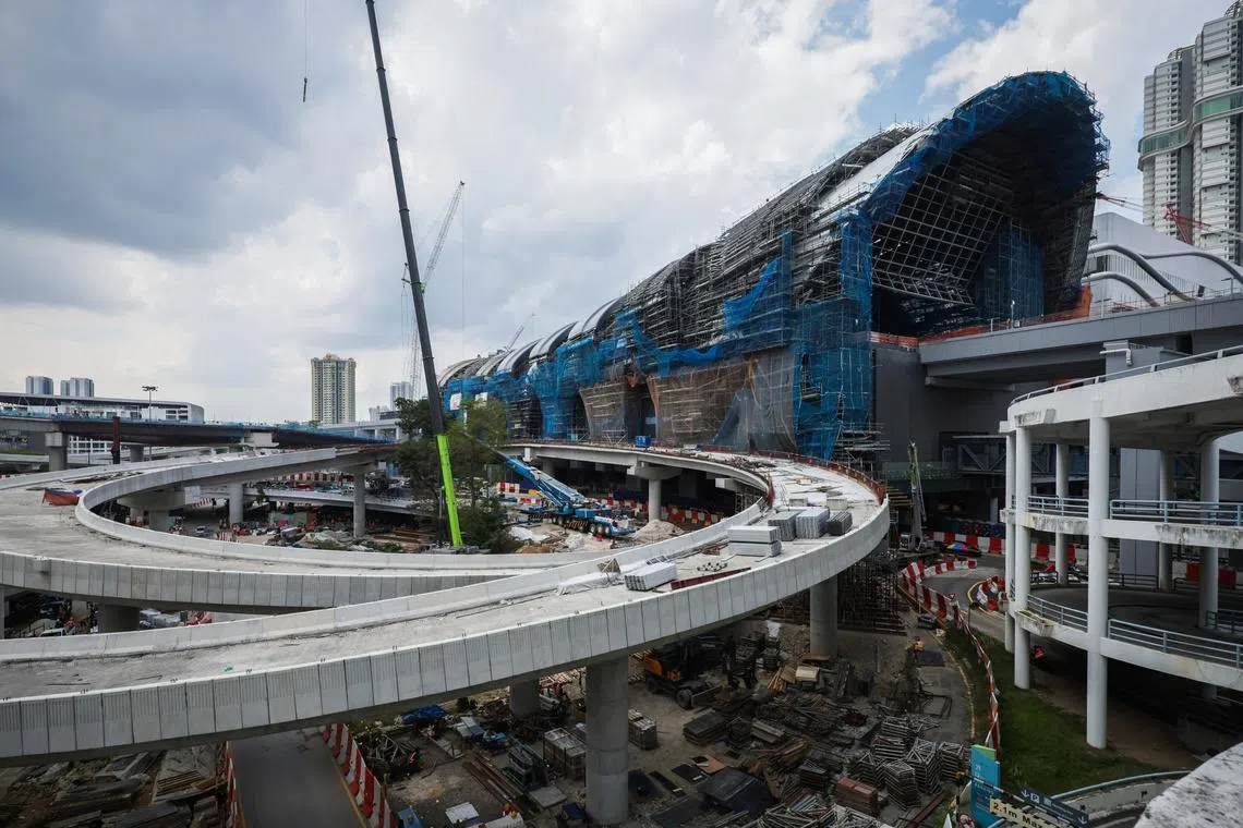 The construction site of Bukit Chagar RTS station, as seen from Komtar JBCC mall on April 1.