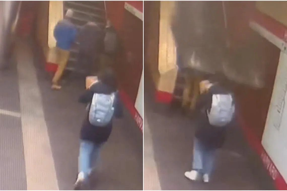 The panel collapsed in a heap of dust at Ms Cianna Navarro’s feet while she was walking to the stairs.