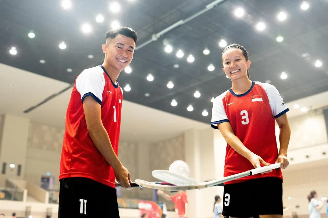 Singapore's most-capped (both 73) floorball players Lim Jian Hong (left) and Yeo Xuan are getting married to each other after the SEA Games.