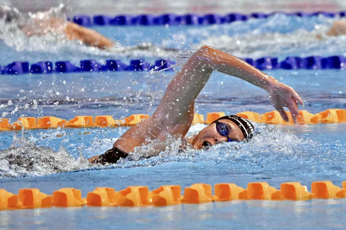 Veteran Quah Ting Wen helping Singapore win the 4x200m freestyle relay on May 11. She won six gold and two silver medals.