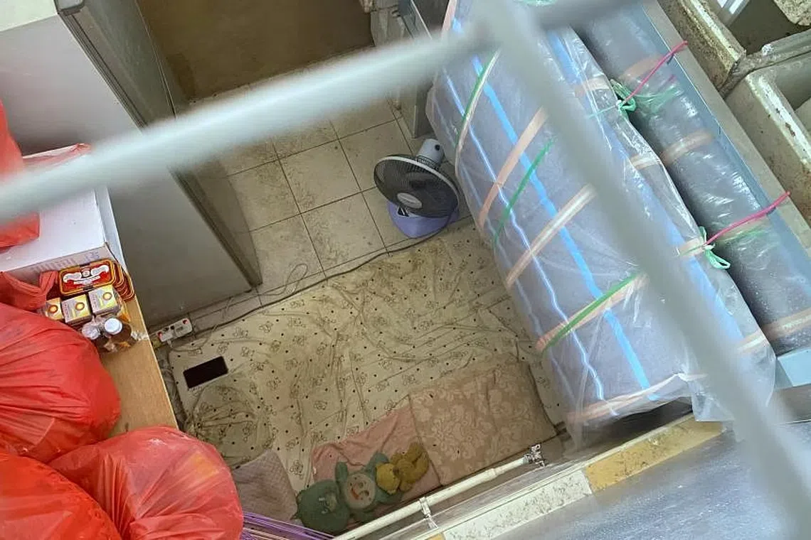 Foldable mattresses, two soft toys, and a fan were in one of three units rented by the girl's father.